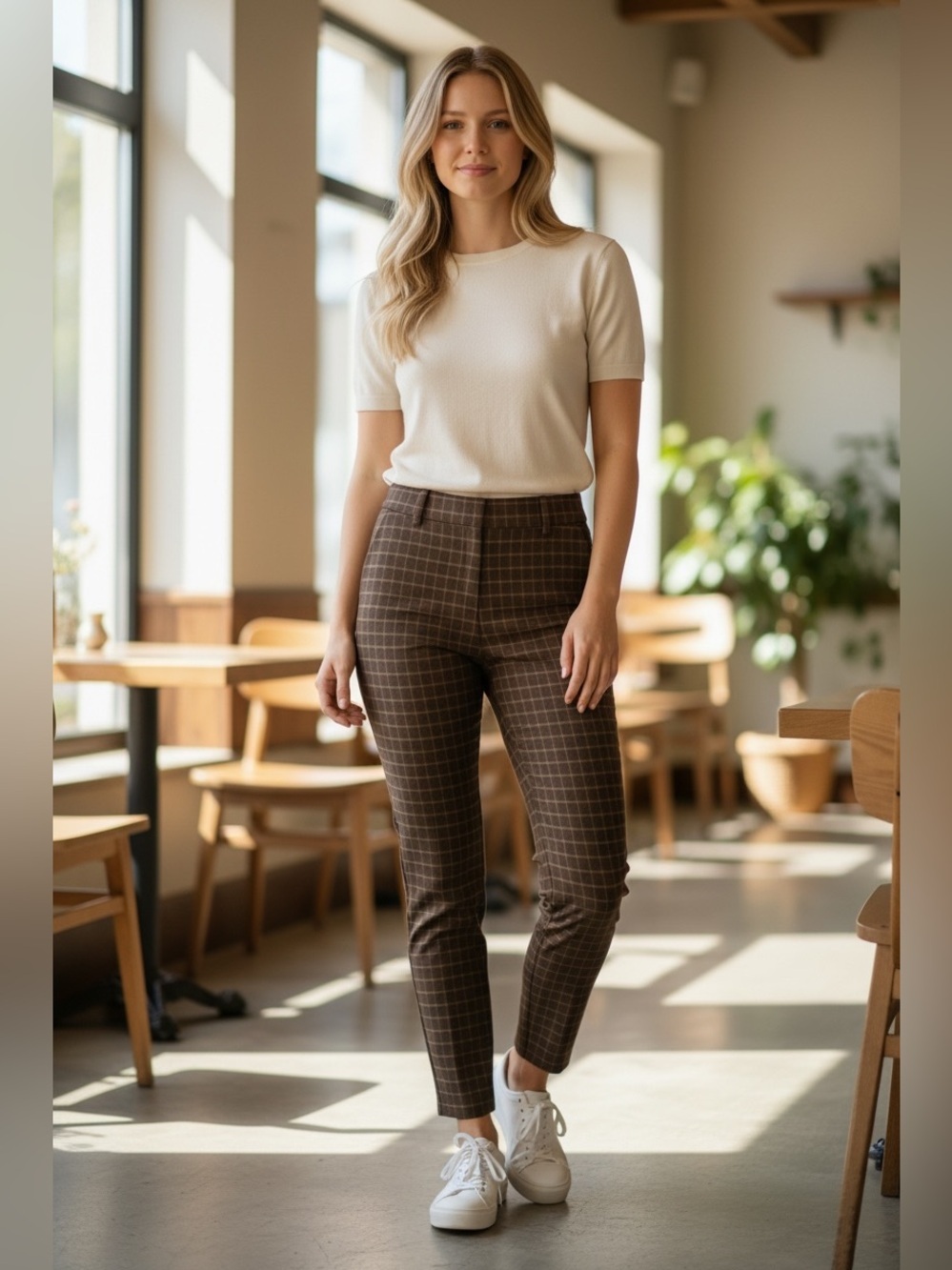 Tailored Black Plaid Dress Pants